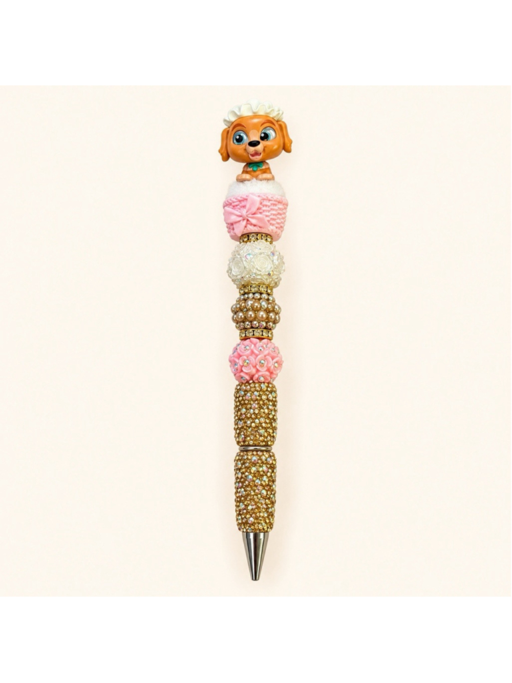 Disney Doorable Lady And The Tramp Lady Dog Handmade Beaded Ballpoint Pen New